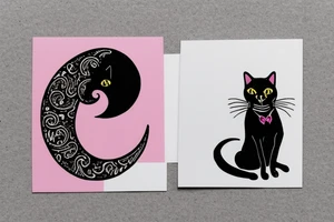 card sized

crescent moon with a tuxedo black cat sitting on it.

the colors used should be subtle colors. pink tattoo idea