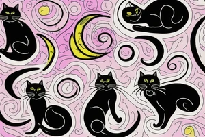 left forearm

crescent moon with a tuxedo black cat sitting on it.

the colors used should be subtle colors. pink tattoo idea