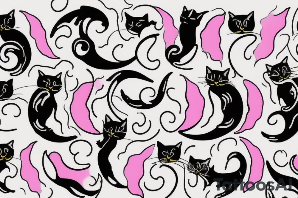 left forearm

crescent moon with a tuxedo black cat sitting on it.

the colors used should be subtle colors. pink tattoo idea