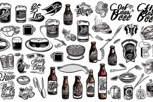 Cook, eat, beer, singing and fierce tattoo idea
