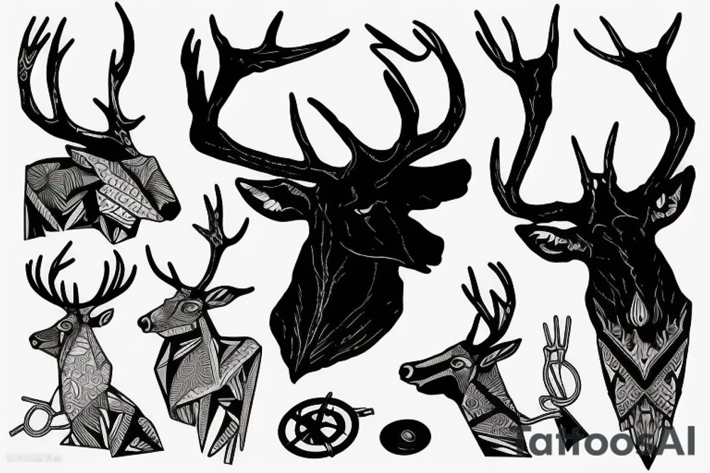 Two hands with a broken chain between its horns
The too hands look like a stag tattoo idea