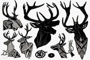 Two hands with a broken chain between its horns
The too hands look like a stag tattoo idea