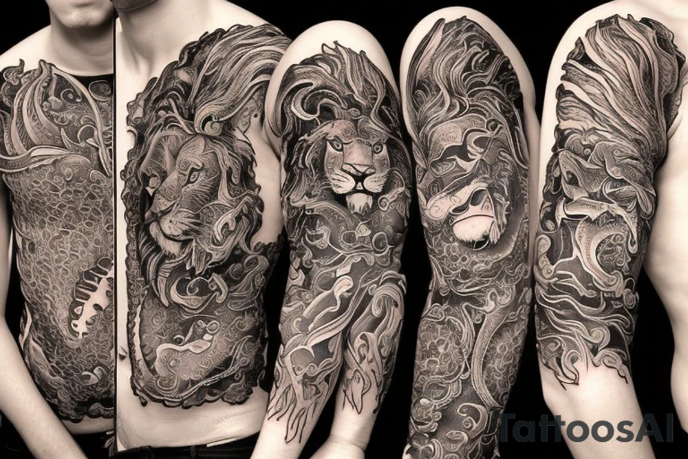 Fire lion tattoo idea