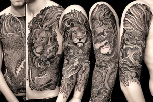 Fire lion tattoo idea