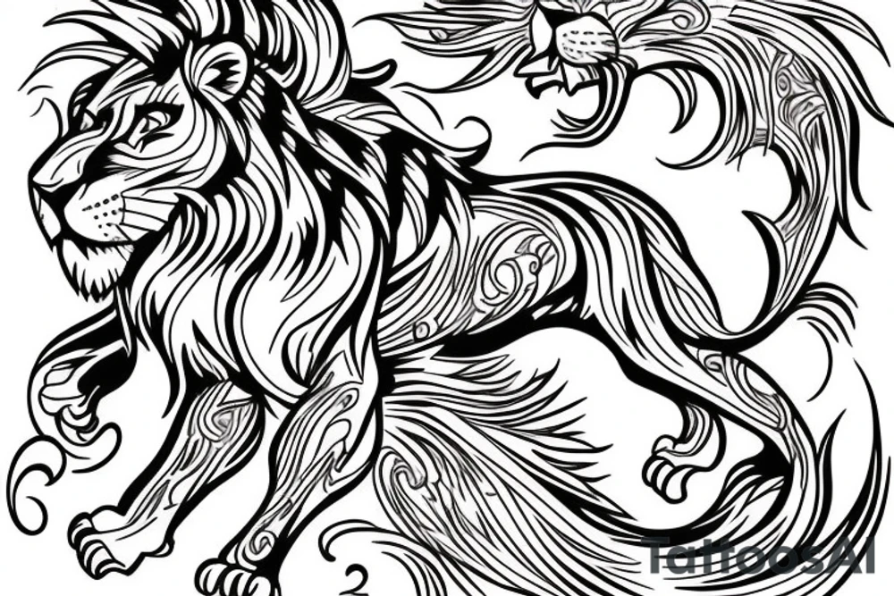 Fire lion tattoo idea