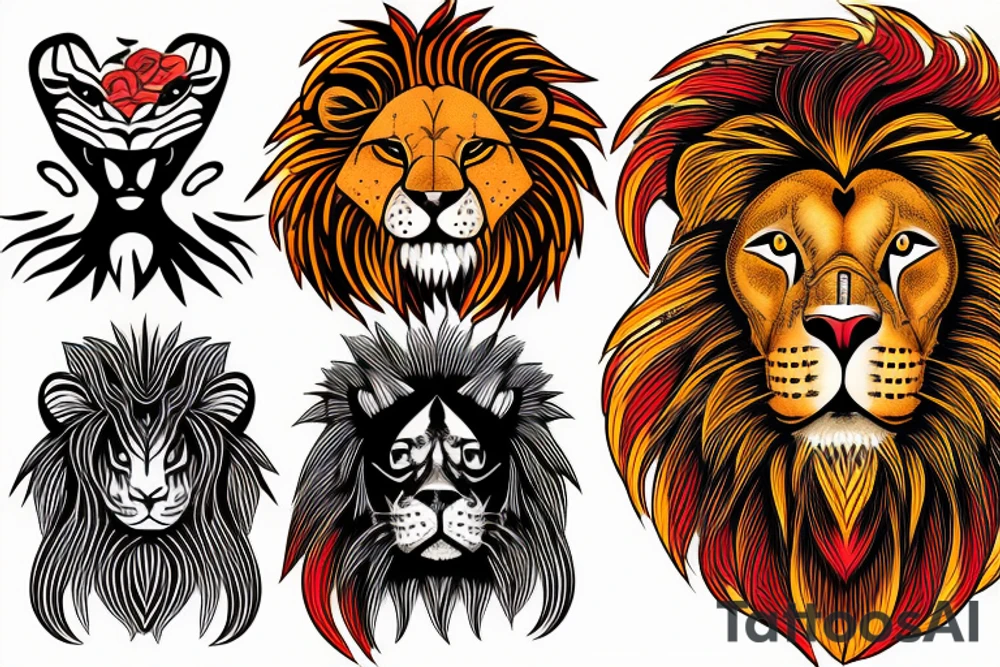 Fire lion tattoo idea