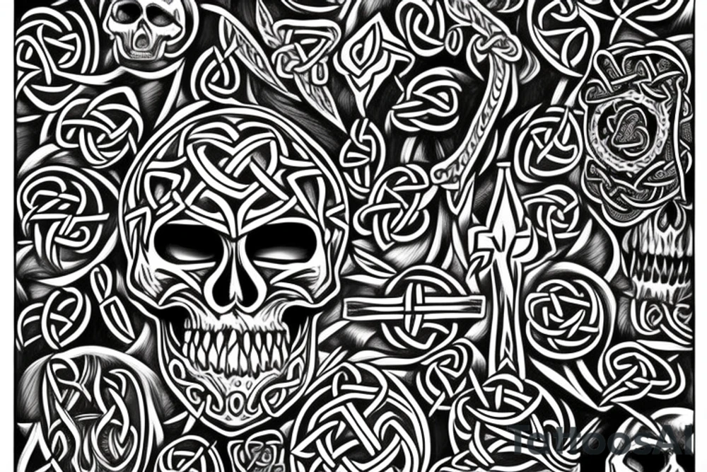 Skull with Celtic details tattoo idea