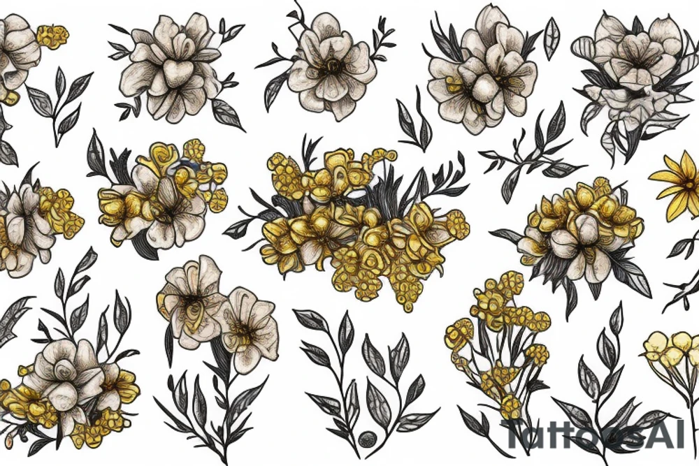 primrose and golden wattle tattoo idea