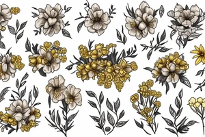 primrose and golden wattle tattoo idea
