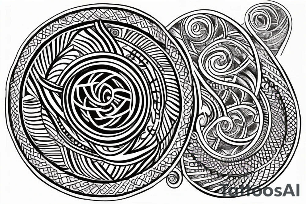 Create a tattoo that writes the Hindi word "Anichya" with A circle or spiral, which represents the cyclical nature of life and death. tattoo idea