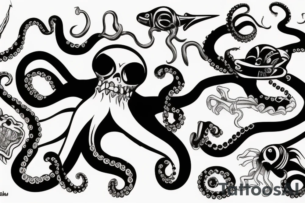 Octopus pirate tattoo idea