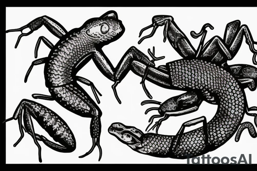 scorpion killing a frog tattoo idea