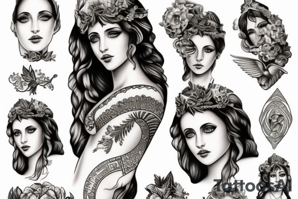 Greek goddess with guiding light tattoo idea