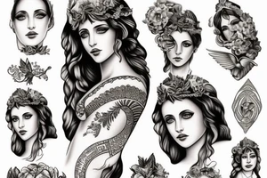 Greek goddess with guiding light tattoo idea