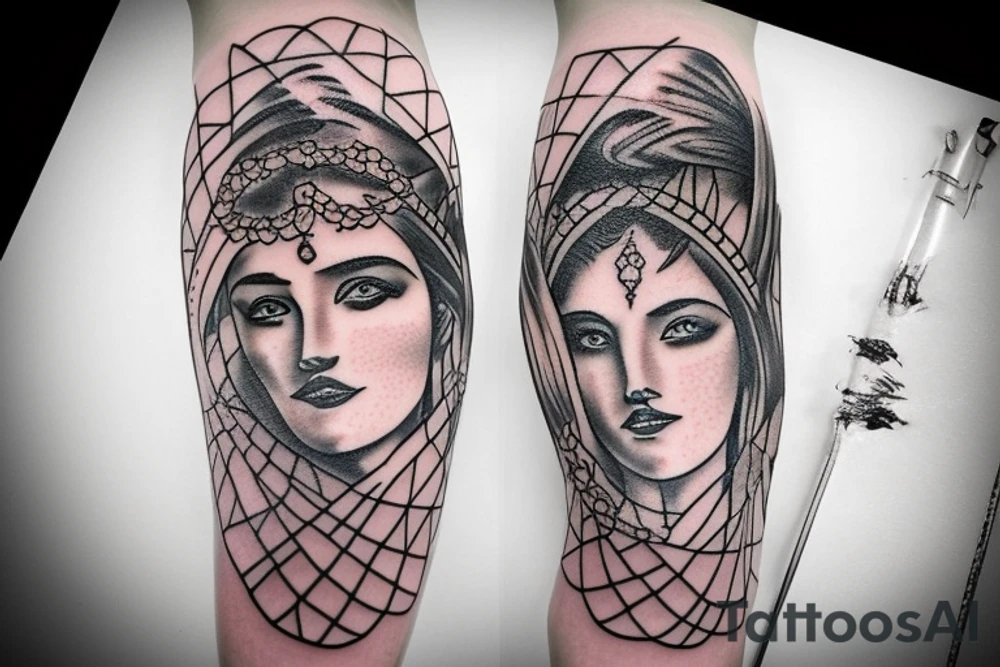 Greek goddess with guiding light tattoo idea