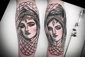 Greek goddess with guiding light tattoo idea