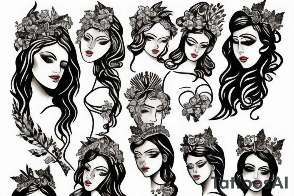 Greek goddess in dress tattoo idea
