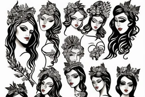 Greek goddess in dress tattoo idea