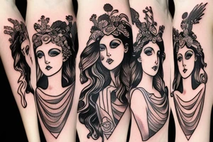 Greek goddess in dress tattoo idea