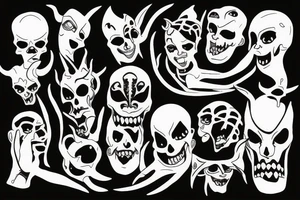 demon with 10 heads tattoo idea