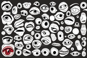 Food items mixed with eyeballs tattoo idea