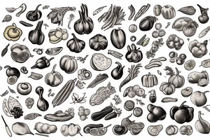 Culinary produce cornucopia tattoo idea
