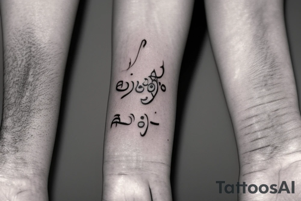 A tattoo design that writes "अनिच्चा" The design should be simple yet elegant, with clean lines and a minimalist style. The font should be legible and easy to read, and the tattoo should be placed on the inner wrist. The design should incorporate traditional Hindi calligraphy elements while also reflecting the personal style and taste of the wearer. tattoo idea
