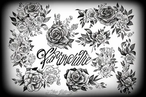 Flower, vines, tree, cursive words tattoo idea