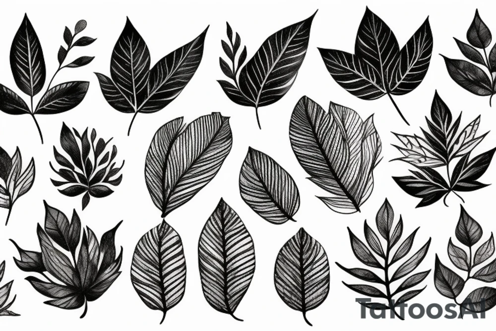 Leaves, thin cursive words tattoo idea