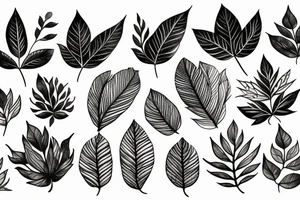 Leaves, thin cursive words tattoo idea