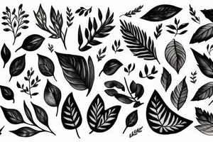 Leaves, thin cursive words tattoo idea