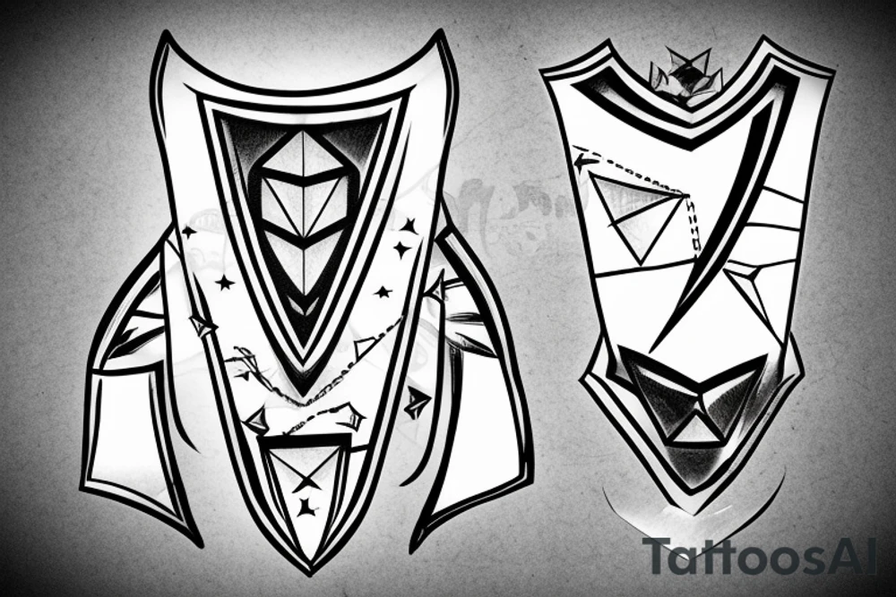 Diamond Line art combat shield tattoo idea