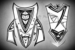 Diamond Line art combat shield tattoo idea