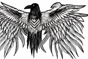 raven with wings that dissolve tattoo idea