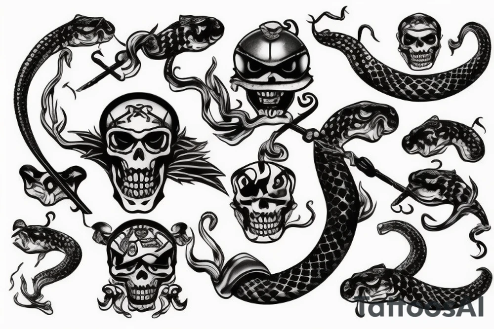 pirate rattlesnake tattoo idea