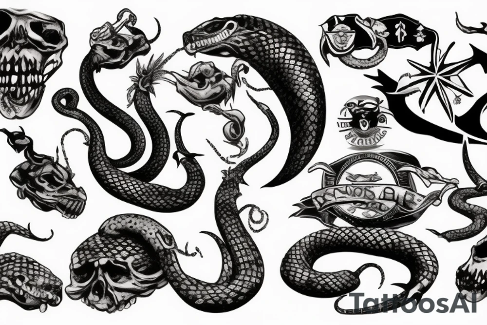 pirate rattlesnake tattoo idea