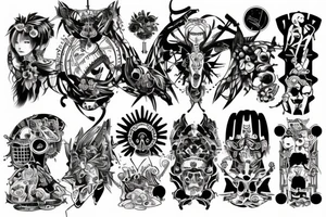 cyber cybercore neotribal tramp stamp tattoo idea