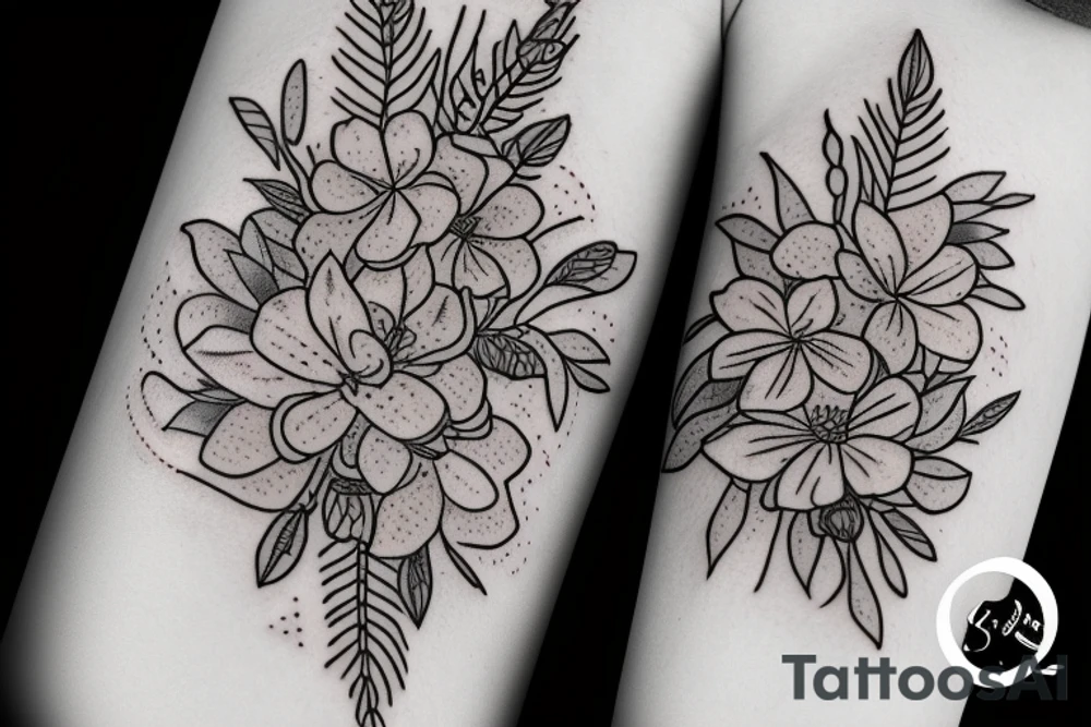 bouquet of wild flowers tattoo idea