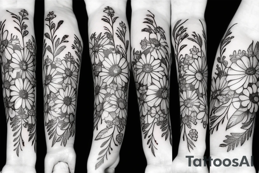 bouquet of wild flowers tattoo idea