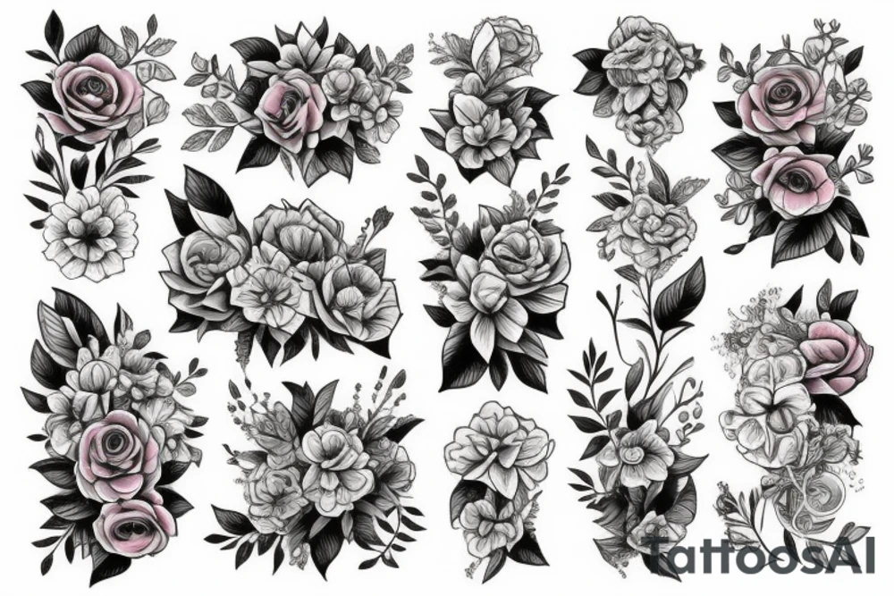 bouquet of flowers tattoo idea