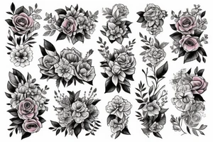 bouquet of flowers tattoo idea