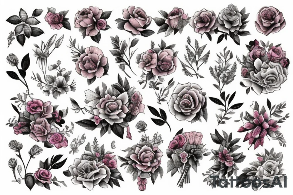 bouquet of flowers tattoo idea