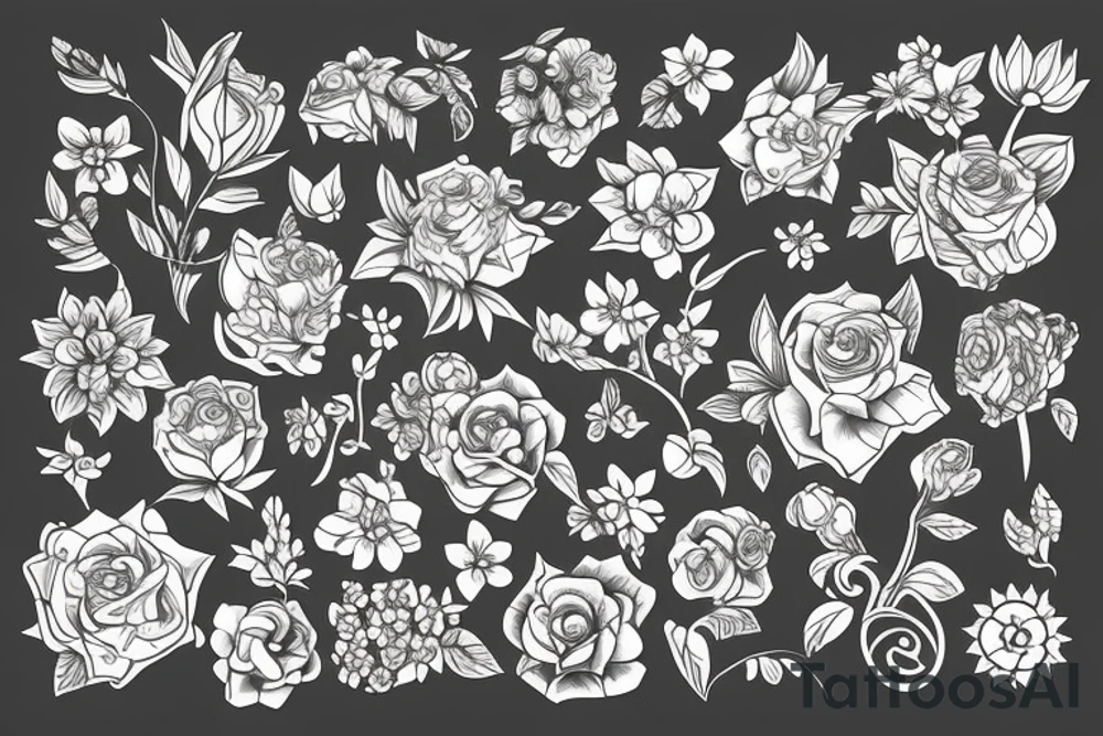 bouquet of flowers tattoo idea