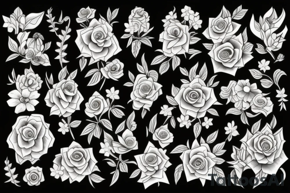 bouquet of flowers tattoo idea