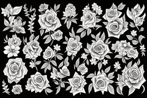 bouquet of flowers tattoo idea
