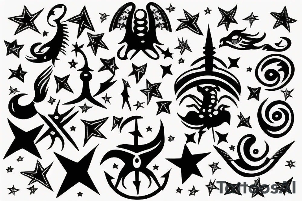 Sagittarius zodiac sign symbol with stars tattoo idea