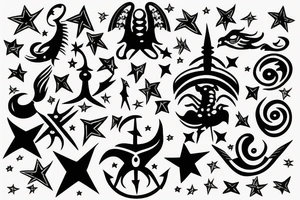Sagittarius zodiac sign symbol with stars tattoo idea