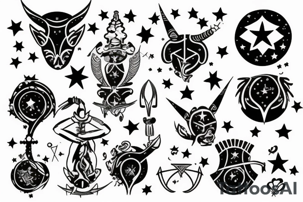 Sagittarius zodiac sign symbol with stars tattoo idea