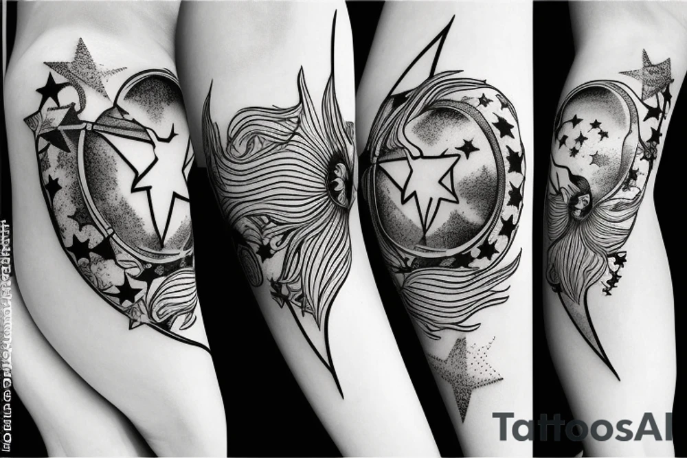 Sagittarius zodiac sign symbol with stars tattoo idea
