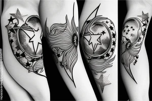 Sagittarius zodiac sign symbol with stars tattoo idea